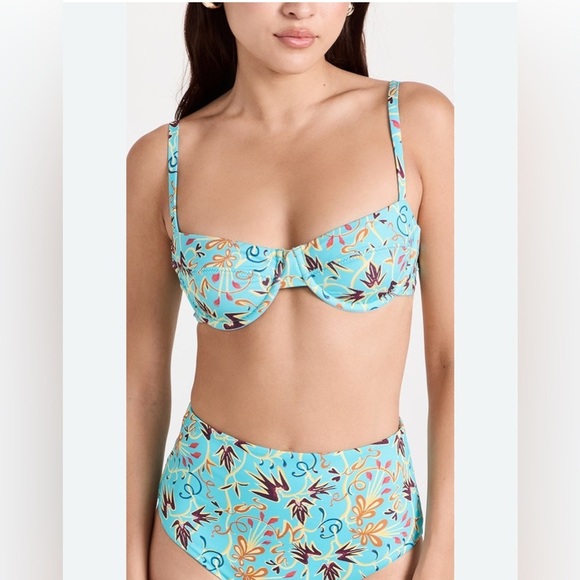 NWT A.L.C. 2 Piece Teal Bikini Dylan Balconette Bikini Top Isla Bottom Size M - Picture 1 of 6